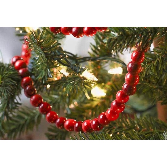 Holiday Time Holiday Christmas Wooden Bead Garland Bright Red